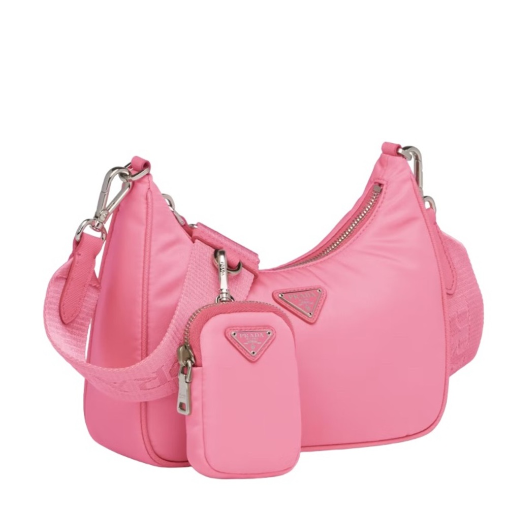 Authentic Prada Re-Edition 2005 Re-Nylon Shoulder/Crossbody Bag in Begonia Pink